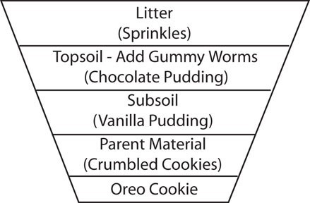 An inverted pyramid diagram representing edible soil layers. Text on the image is represented on the page.