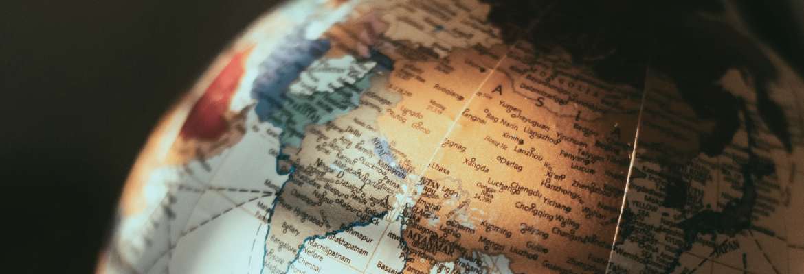 Closeup of a world globe.